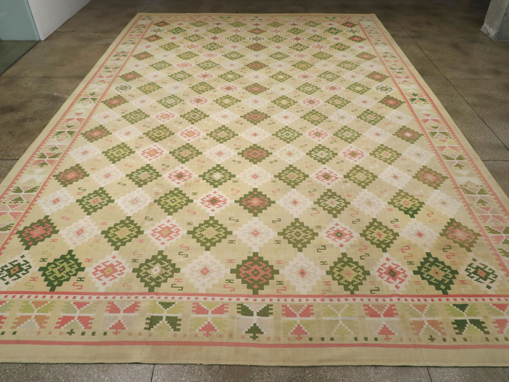 Vintage Indian Flatweave Dhurrie Oversize Carpet, No.33378 - Galerie Shabab