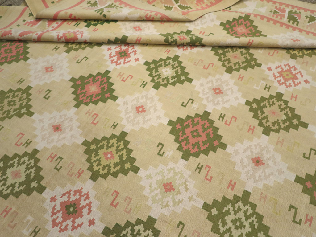 Vintage Indian Flatweave Dhurrie Oversize Carpet, No.33378 - Galerie Shabab