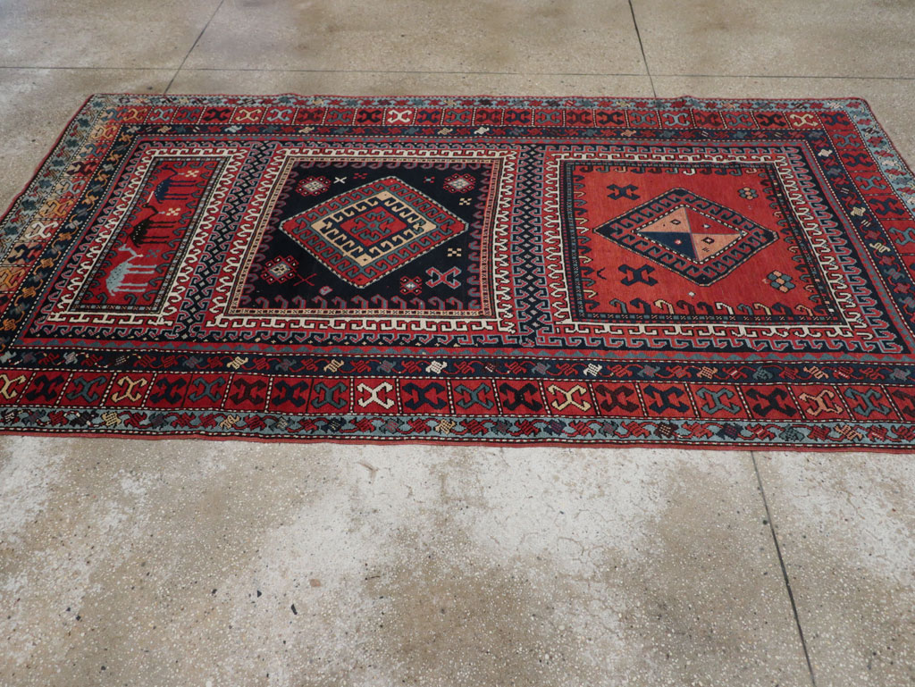 Antique Caucasian Karabagh Accent Rug, No.33380 - Galerie Shabab