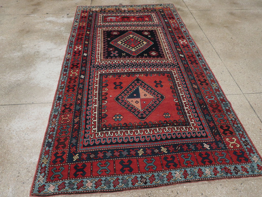 Antique Caucasian Karabagh Accent Rug, No.33380 - Galerie Shabab