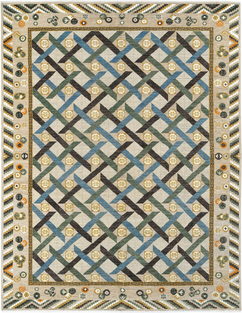 Modern East Turkestan Khotan Room Size Carpet, No.33396 - Galerie Shabab