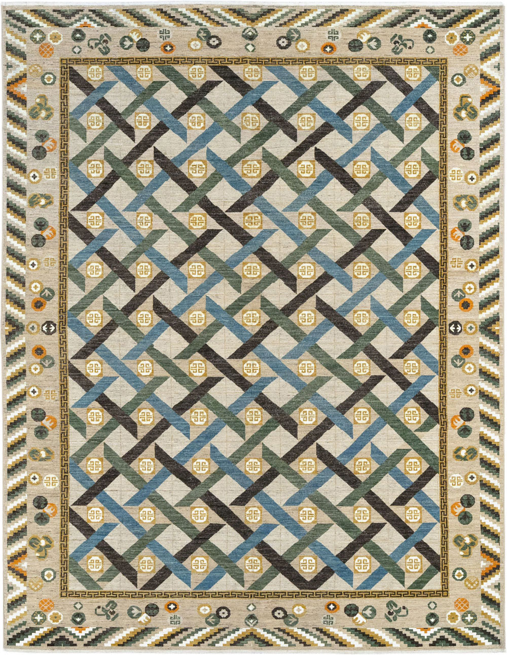 Modern East Turkestan Khotan Room Size Carpet, No.33396 - Galerie Shabab