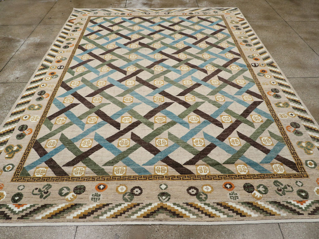 Modern East Turkestan Khotan Room Size Carpet, No.33396 - Galerie Shabab