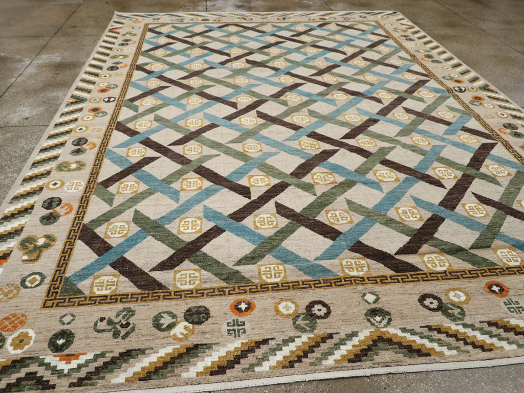 Modern East Turkestan Khotan Room Size Carpet, No.33396 - Galerie Shabab