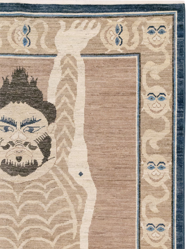 Modern East Turkestan Khotan Pictorial Accent Rug, No.33398 - Galerie Shabab