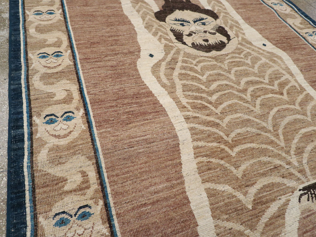 Modern East Turkestan Khotan Pictorial Accent Rug, No.33398 - Galerie Shabab