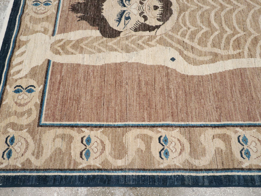 Modern East Turkestan Khotan Pictorial Accent Rug, No.33398 - Galerie Shabab