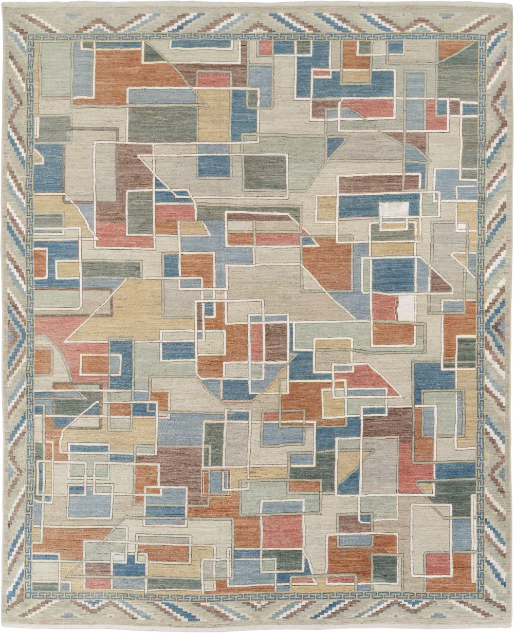 Modern East Turkestan Art Deco Room Size Carpet, No.33399 - Galerie Shabab