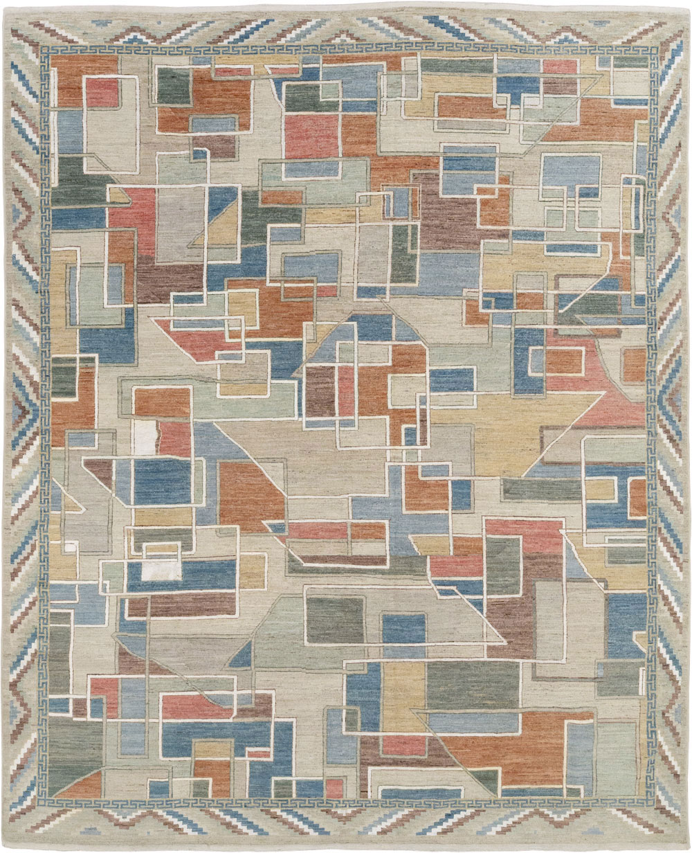 Modern East Turkestan Art Deco Room Size Carpet, No.33399 - Galerie Shabab
