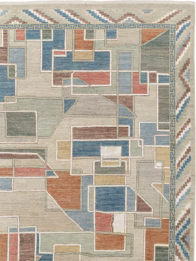 Modern East Turkestan Art Deco Room Size Carpet, No.33399 - Galerie Shabab