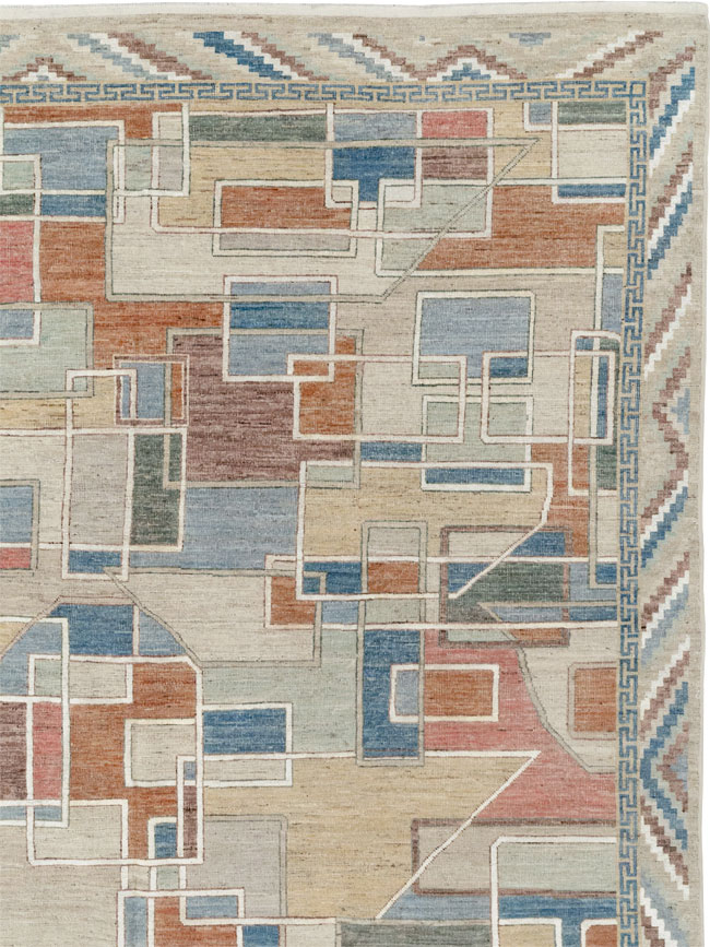 Modern East Turkestan Art Deco Room Size Carpet, No.33399 - Galerie Shabab
