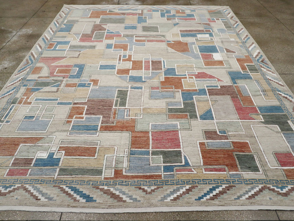 Modern East Turkestan Art Deco Room Size Carpet, No.33399 - Galerie Shabab