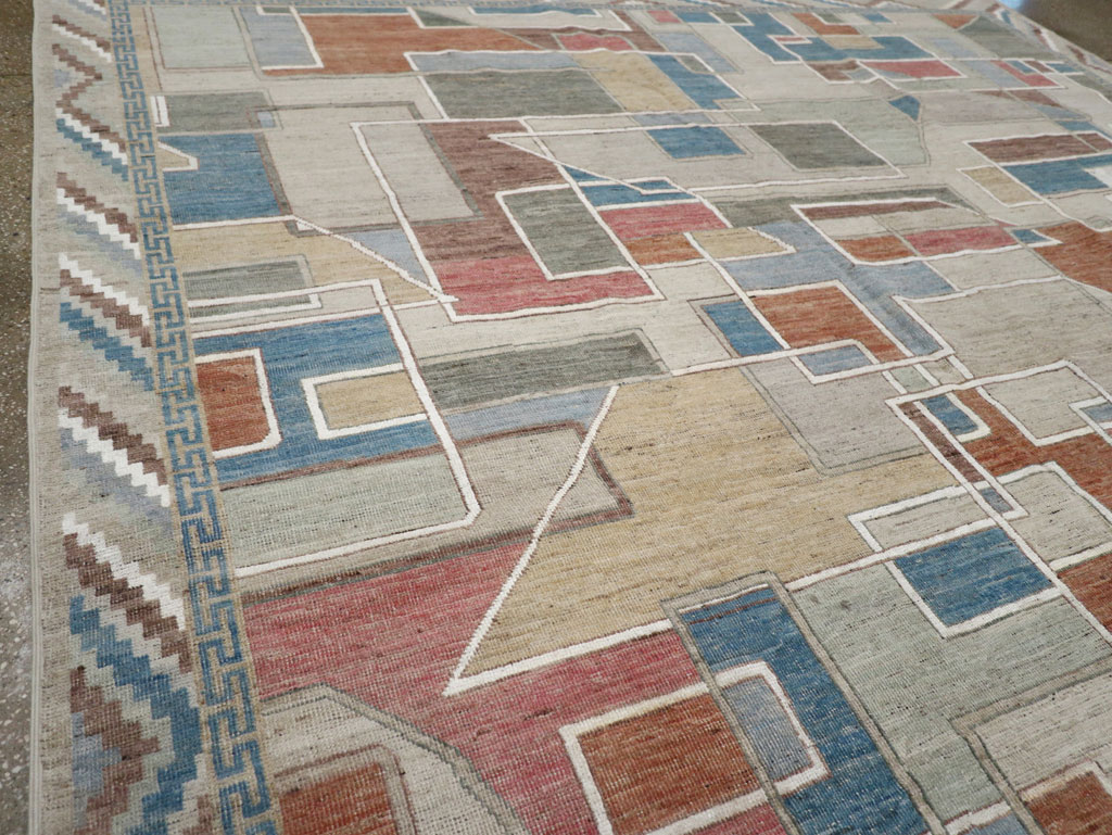 Modern East Turkestan Art Deco Room Size Carpet, No.33399 - Galerie Shabab