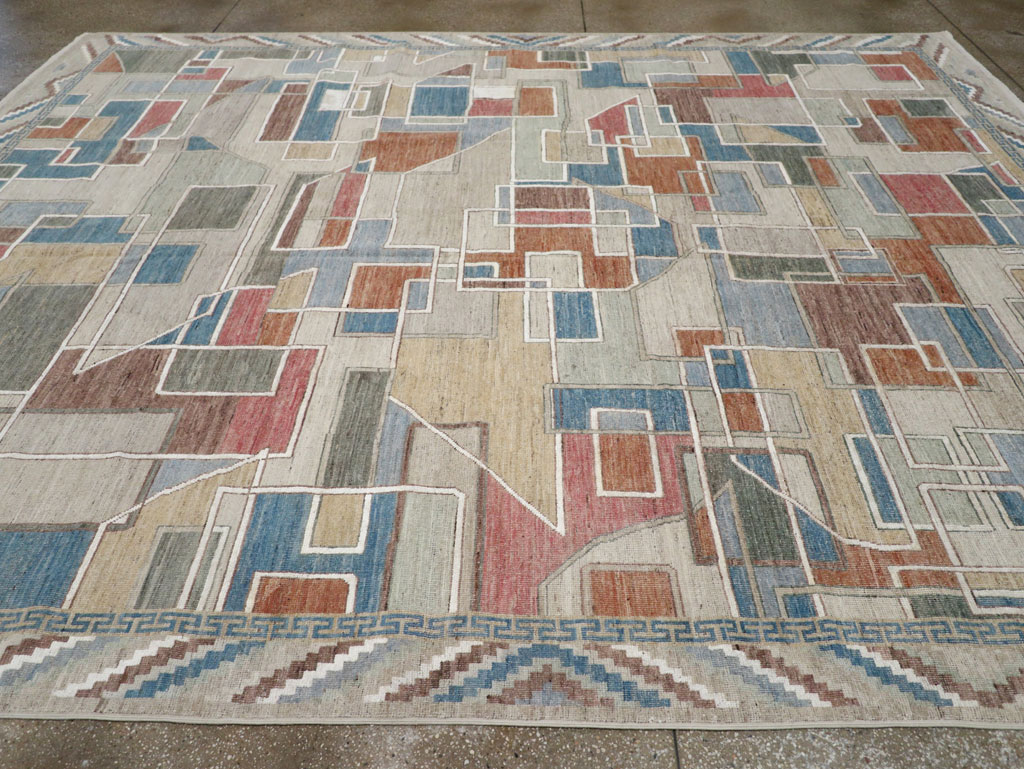 Modern East Turkestan Art Deco Room Size Carpet, No.33399 - Galerie Shabab