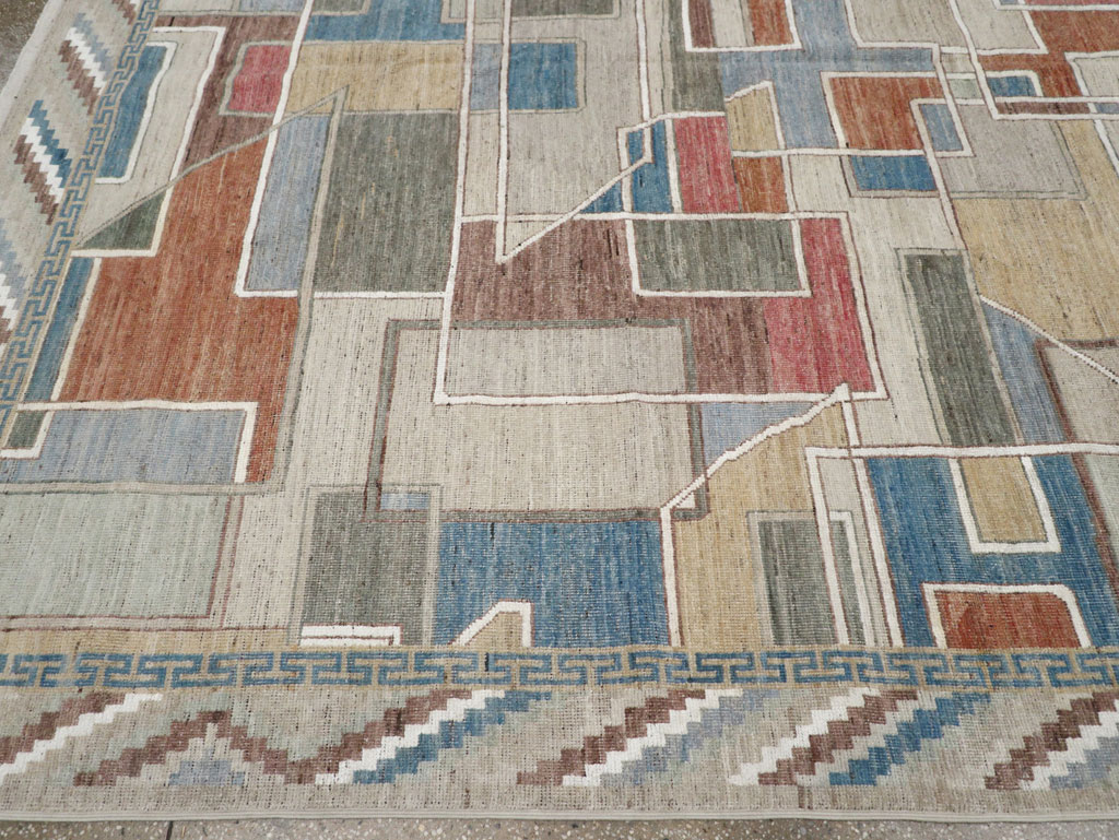 Modern East Turkestan Art Deco Room Size Carpet, No.33399 - Galerie Shabab