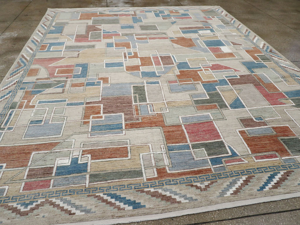 Modern East Turkestan Art Deco Room Size Carpet, No.33399 - Galerie Shabab