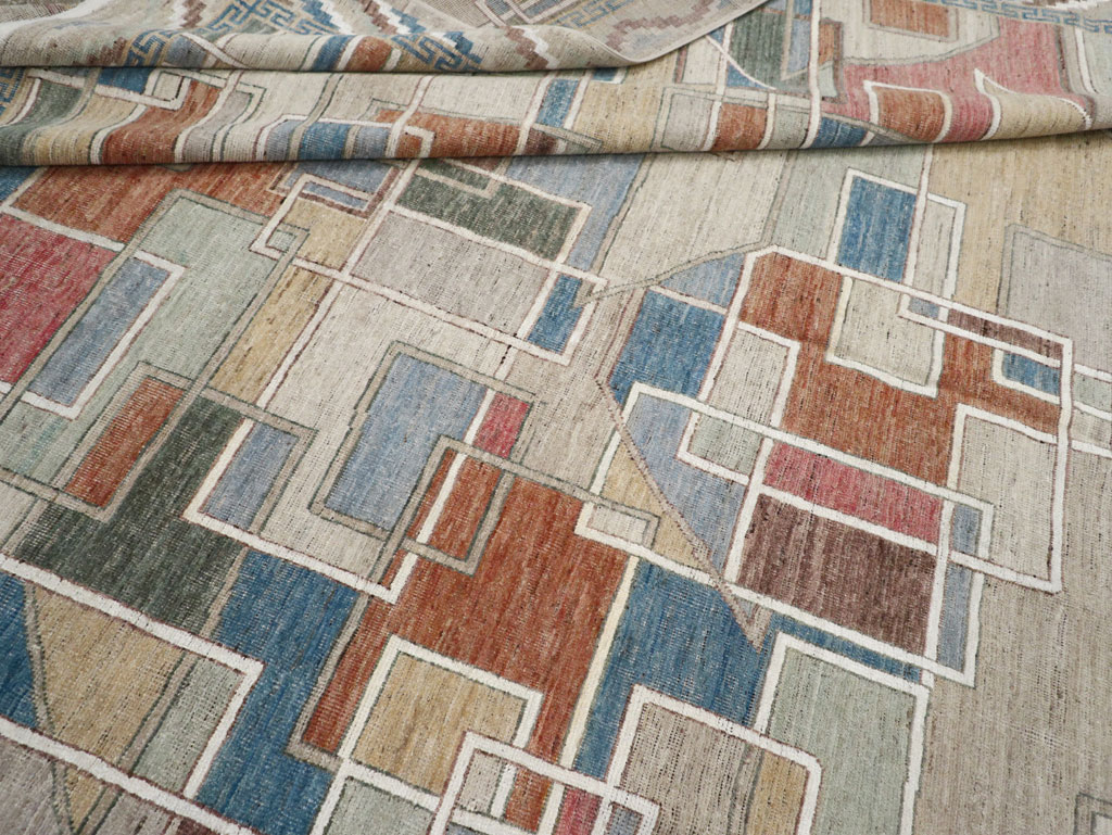 Modern East Turkestan Art Deco Room Size Carpet, No.33399 - Galerie Shabab