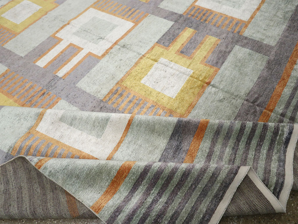 Modern East Turkestan Silk Large Room Size Carpet, No.33410 - Galerie Shabab