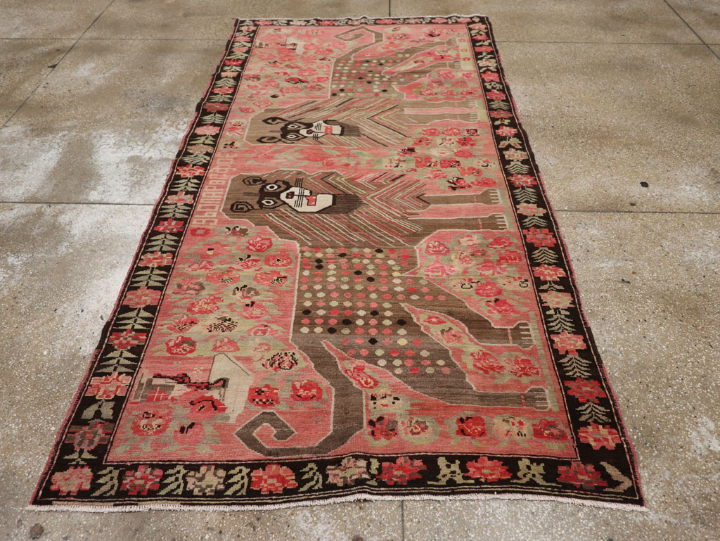 Vintage Caucasian Karabagh Pictorial Accent Rug, No.33421 - Galerie Shabab