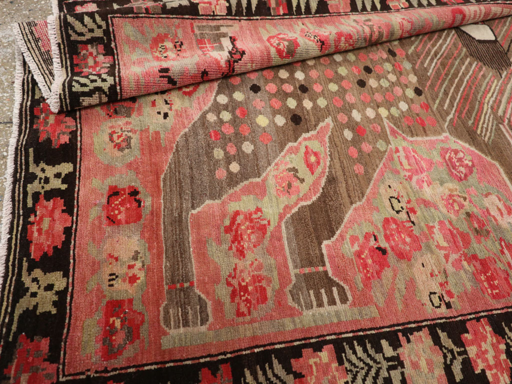 Vintage Caucasian Karabagh Pictorial Accent Rug, No.33421 - Galerie Shabab