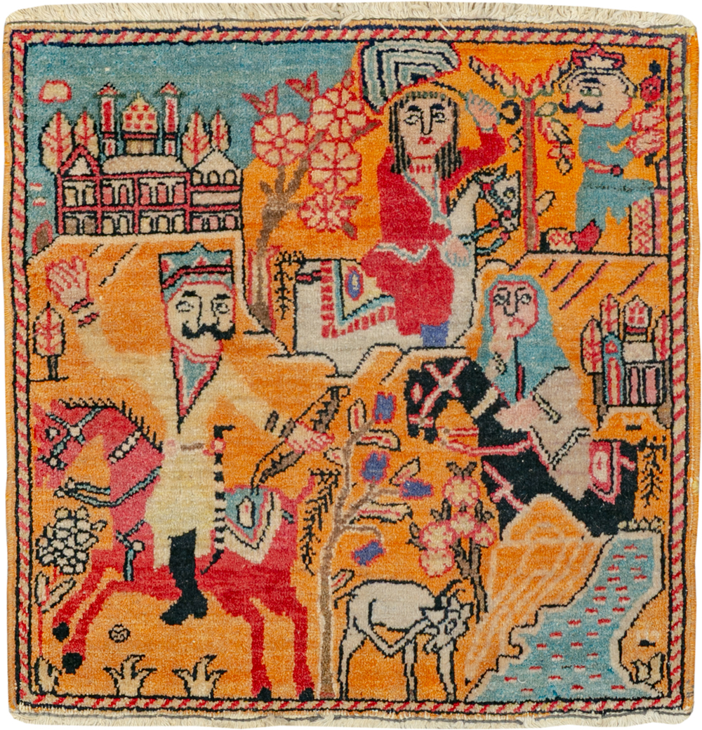 Antique Persian Tabriz Pictorial Rug, No.33425 - Galerie Shabab