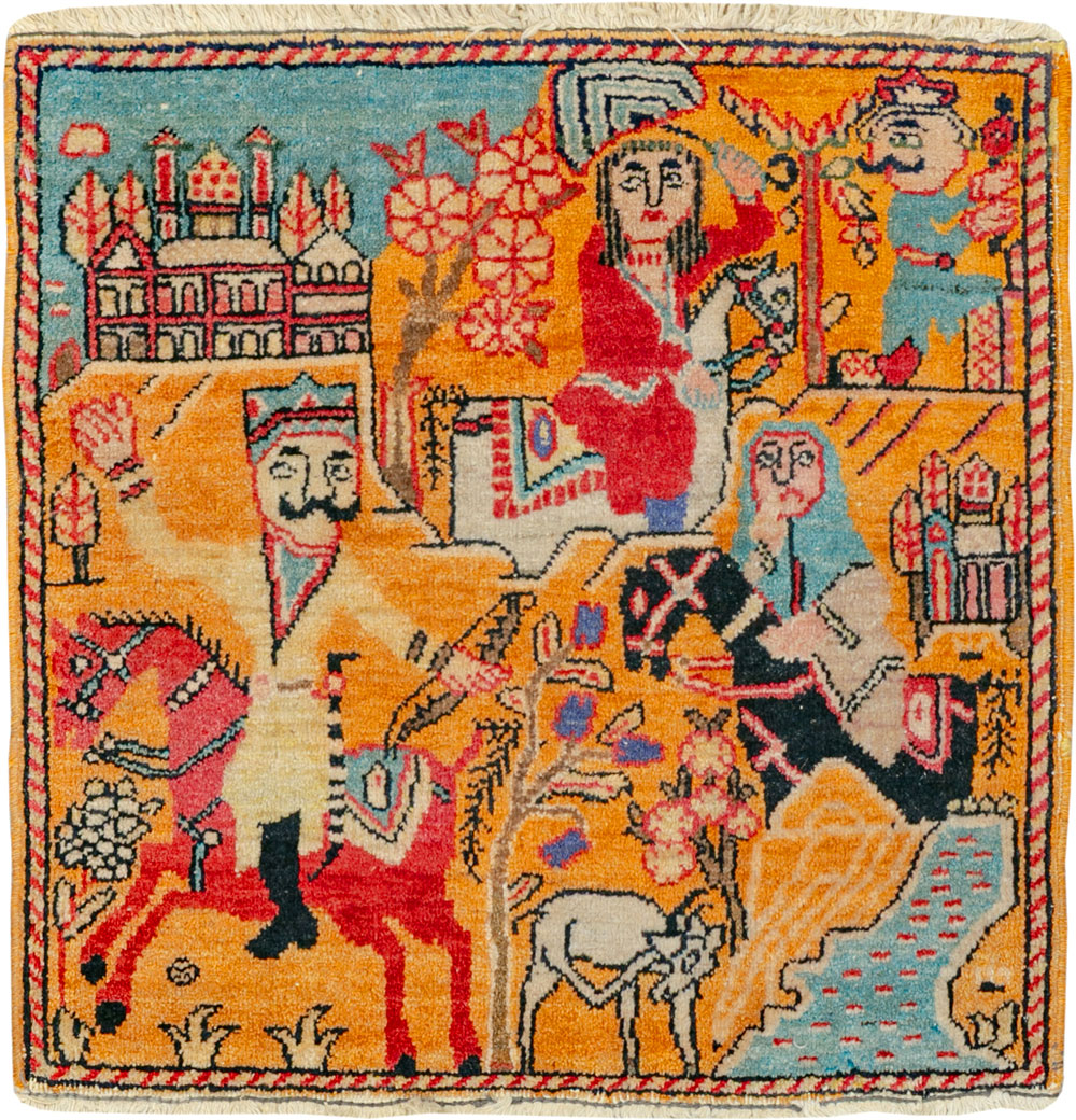 Antique Persian Tabriz Pictorial Rug, No.33425 - Galerie Shabab