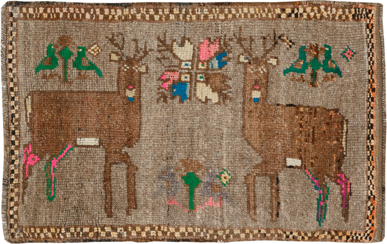 Vintage Turkish Anatolian Pictorial Rug (Pair: 1 of 2), No.33444 - Galerie Shabab