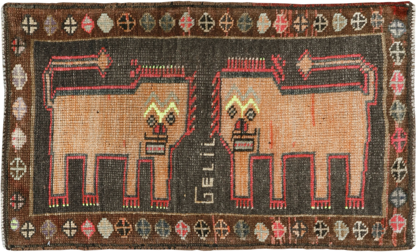 Vintage Turkish Anatolian Pictorial Rug, No.33449 - Galerie Shabab