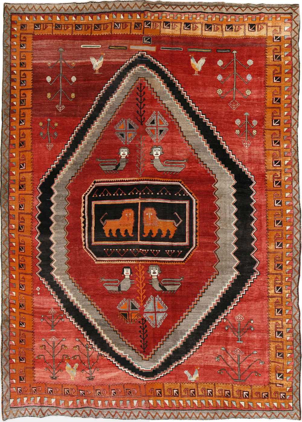 Vintage Turkish Anatolian Pictorial Room Size Carpet, No.33460 - Galerie Shabab