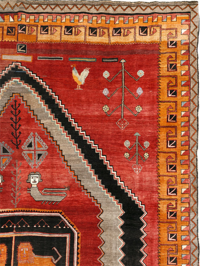 Vintage Turkish Anatolian Pictorial Room Size Carpet, No.33460 - Galerie Shabab