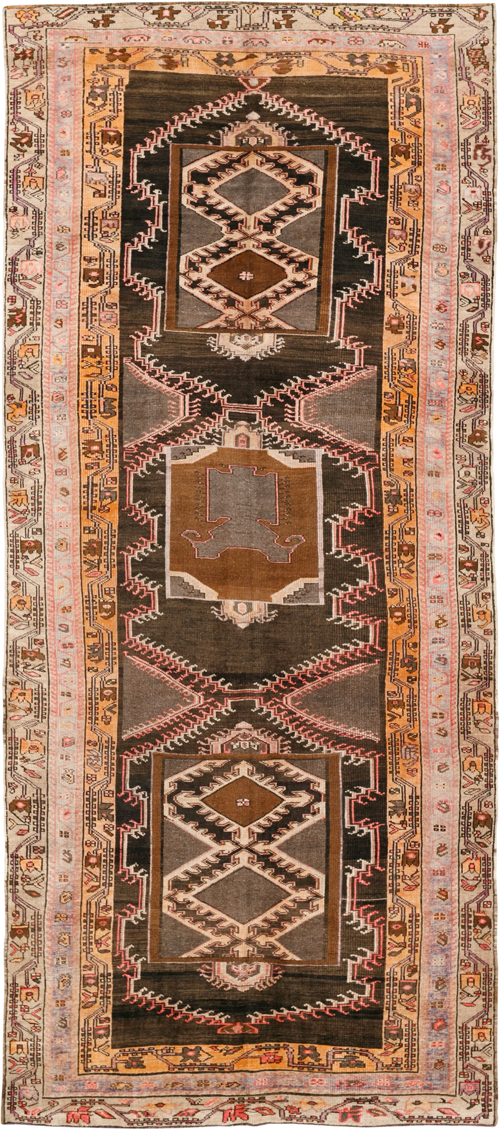 Vintage Turkish Anatolian Wide Gallery Runner, No.33463 - Galerie Shabab