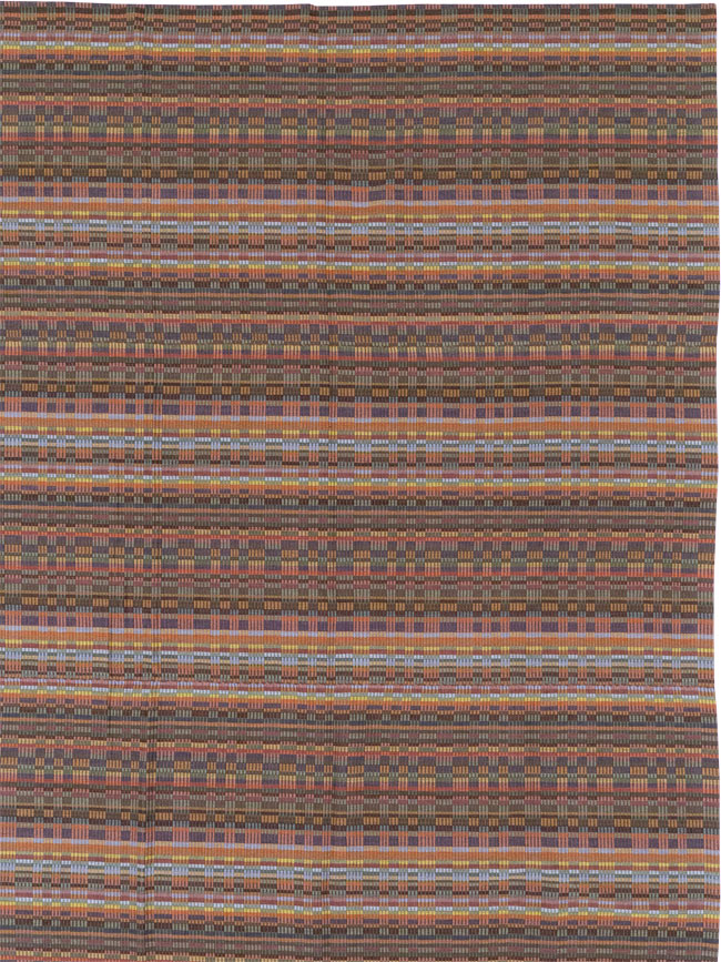 Vintage European Flatweave Kilim Large Room Size Carpet, No.33502 - Galerie Shabab