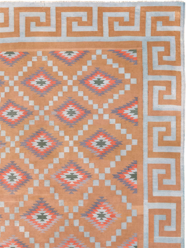Vintage Indian Flatweave Dhurrie Square Room Size Carpet, No.33577 - Galerie Shabab