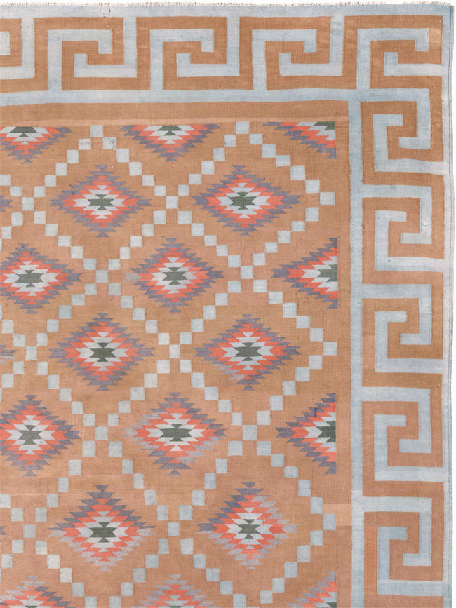 Vintage Indian Flatweave Dhurrie Square Room Size Carpet, No.33577 - Galerie Shabab