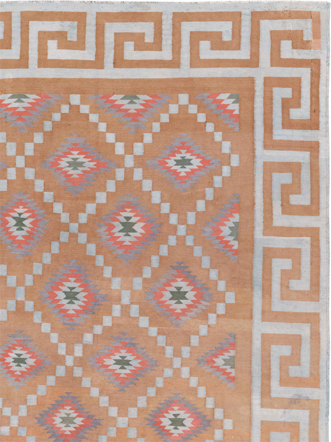 Vintage Indian Flatweave Dhurrie Square Room Size Carpet, No.33577 - Galerie Shabab