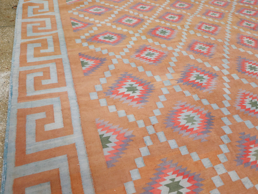 Vintage Indian Flatweave Dhurrie Square Room Size Carpet, No.33577 - Galerie Shabab