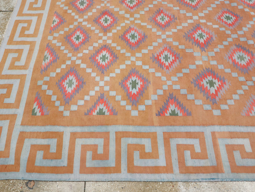 Vintage Indian Flatweave Dhurrie Square Room Size Carpet, No.33577 - Galerie Shabab