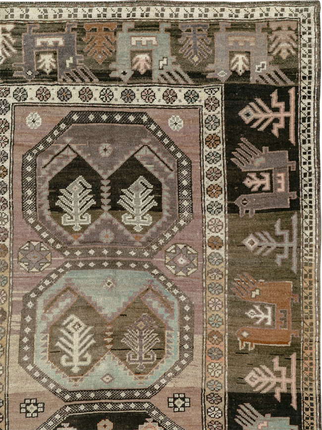 Vintage Turkish Anatolian Wide Gallery Runner, No.33642 - Galerie Shabab