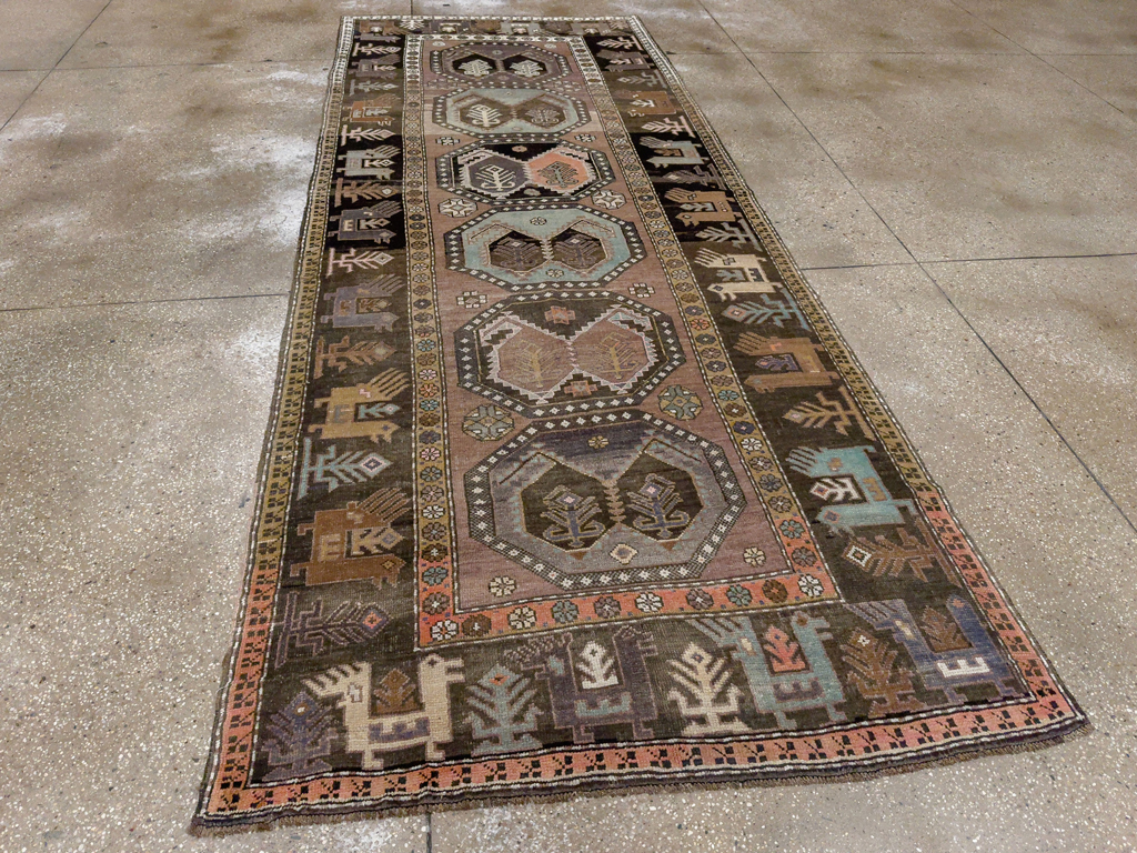Vintage Turkish Anatolian Wide Gallery Runner, No.33642 - Galerie Shabab
