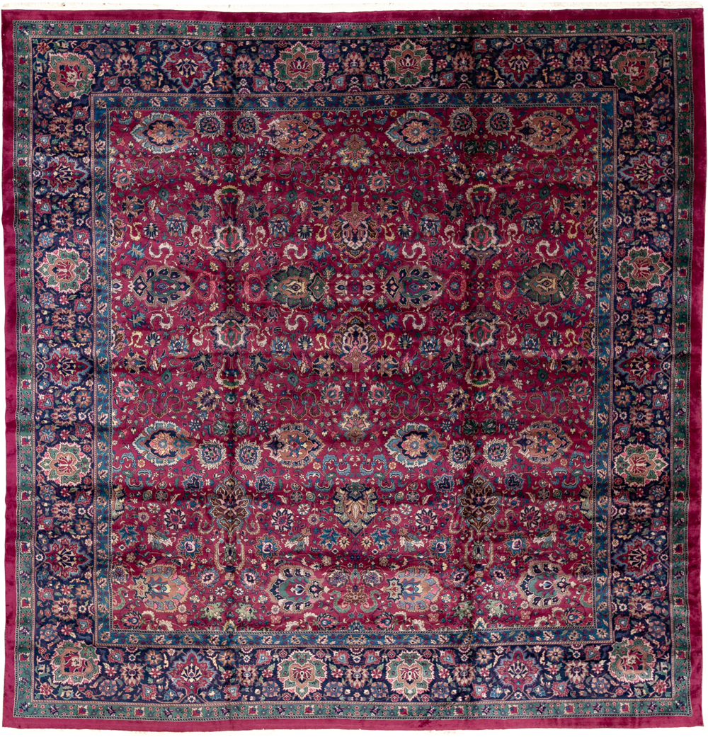 Antique Indian Lahore Large Square Room Size Carpet, No.33643 - Galerie Shabab