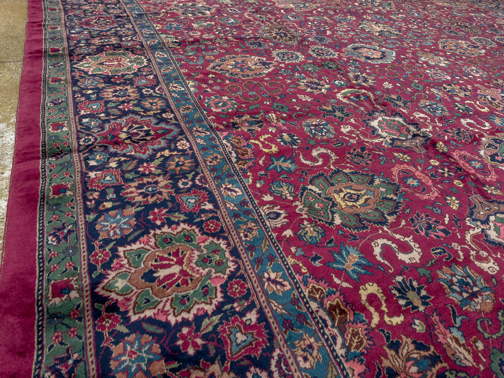 Antique Indian Lahore Square Large Room Size Carpet, No.33643 - Galerie Shabab