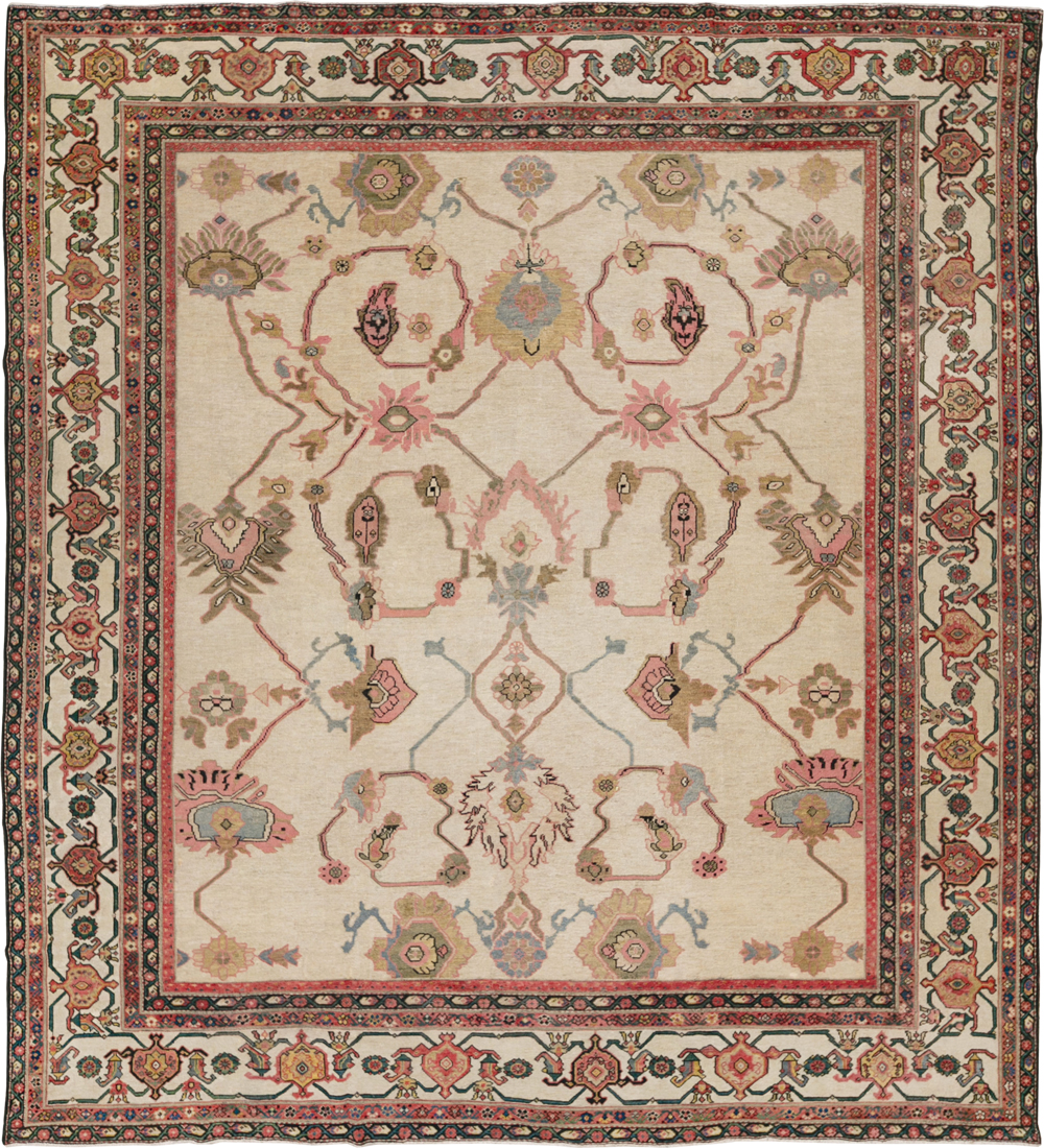 Antique Persian Mahal Square Large Room Size Carpet, No.33644 - Galerie Shabab