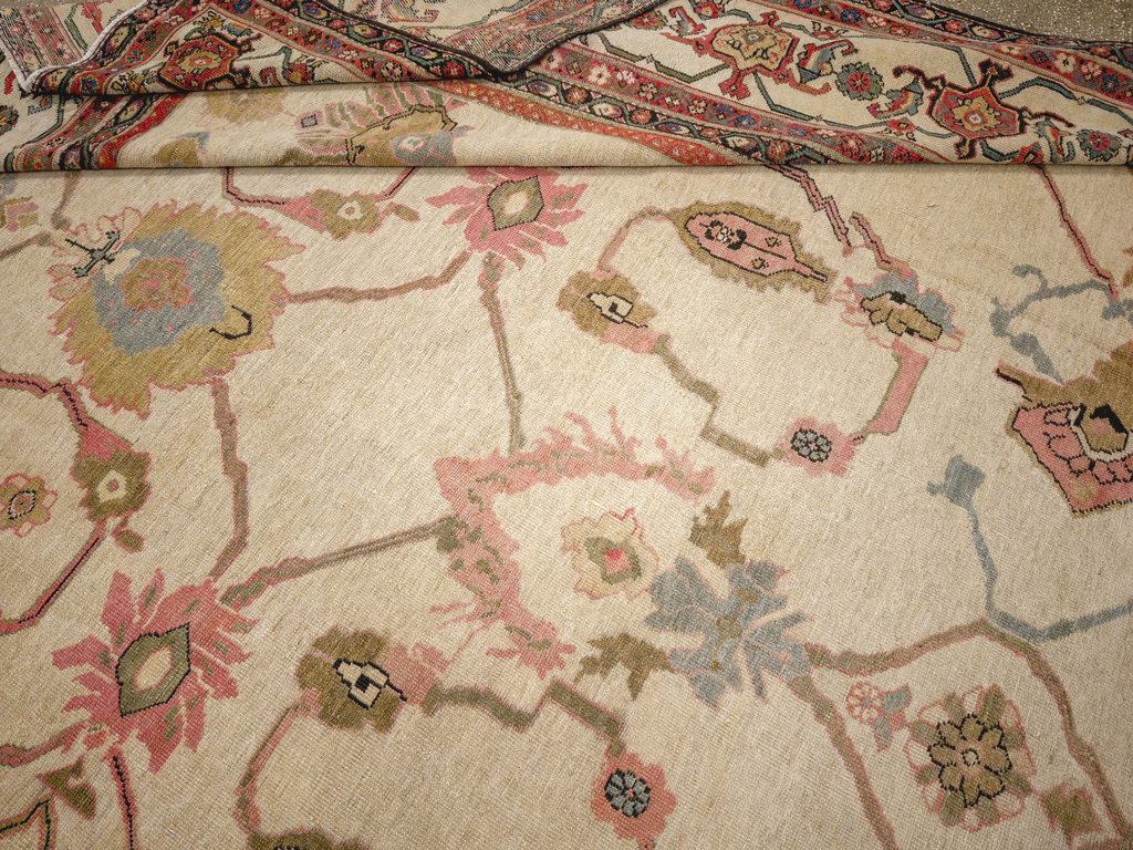 Antique Persian Mahal Square Large Room Size Carpet, No.33644 - Galerie Shabab