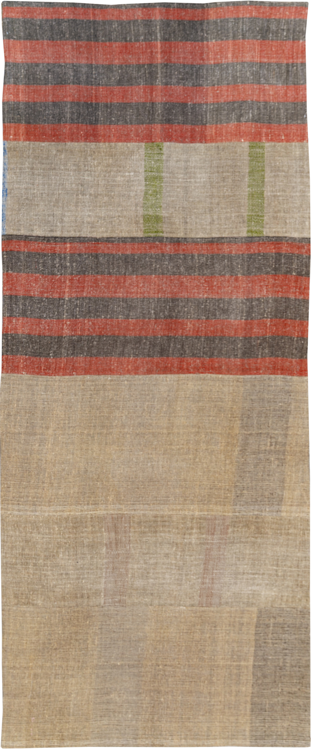 Vintage Turkish Flatweave Kilim Wide Gallery Runner, No.33652 - Galerie Shabab