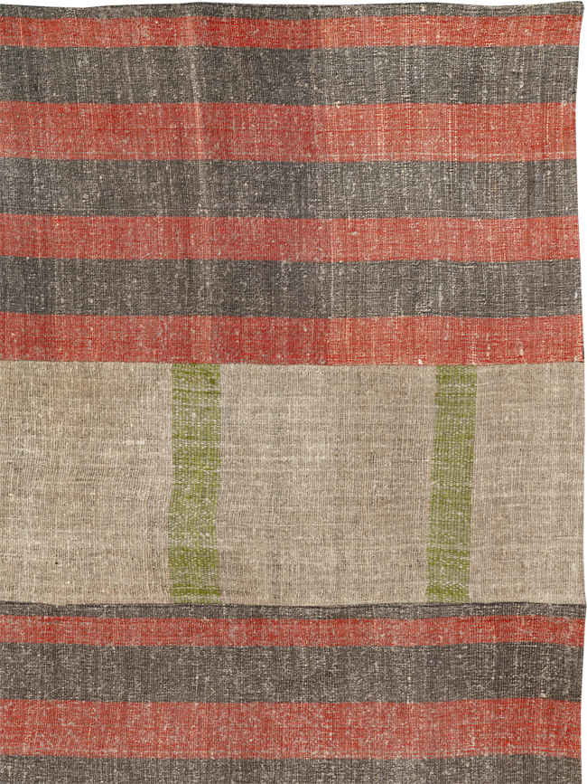 Vintage Turkish Flatweave Kilim Wide Gallery Runner, No.33652 - Galerie Shabab