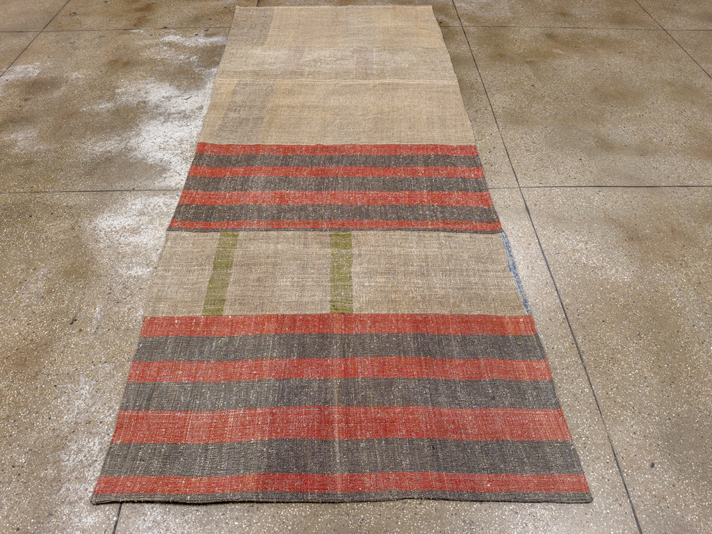 Vintage Turkish Flatweave Kilim Wide Gallery Runner, No.33652 - Galerie Shabab