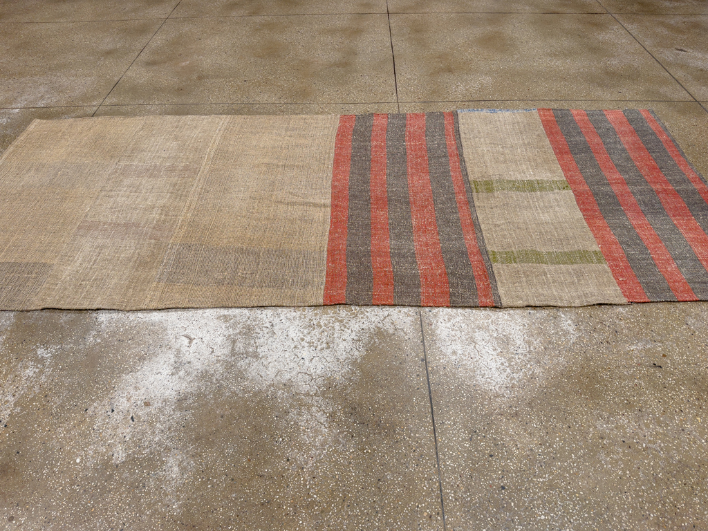 Vintage Turkish Flatweave Kilim Wide Gallery Runner, No.33652 - Galerie Shabab