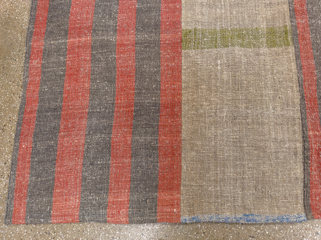 Vintage Turkish Flatweave Kilim Wide Gallery Runner, No.33652 - Galerie Shabab
