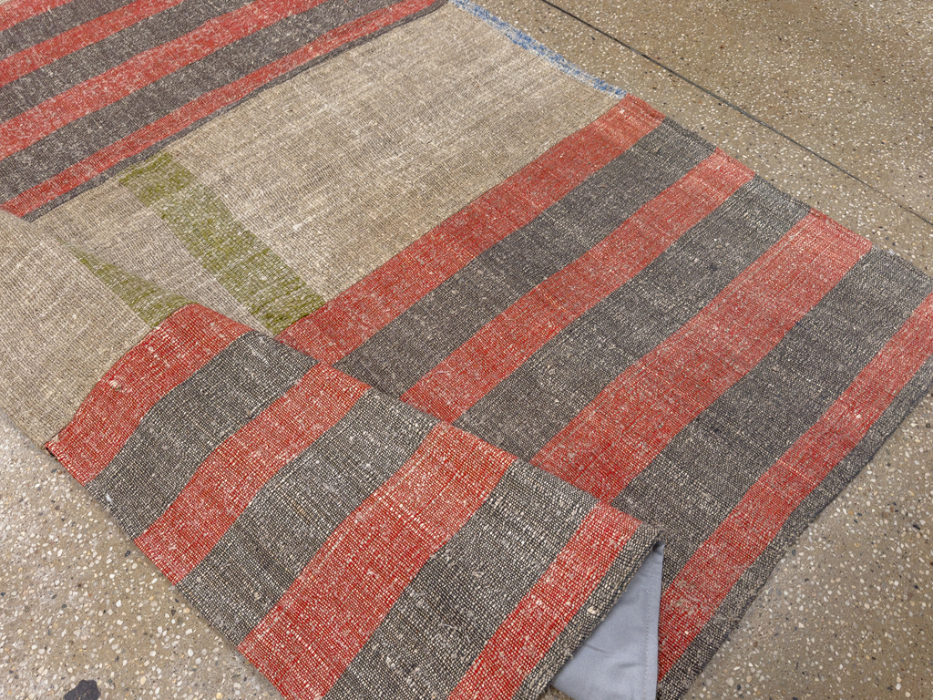 Vintage Turkish Flatweave Kilim Wide Gallery Runner, No.33652 - Galerie Shabab