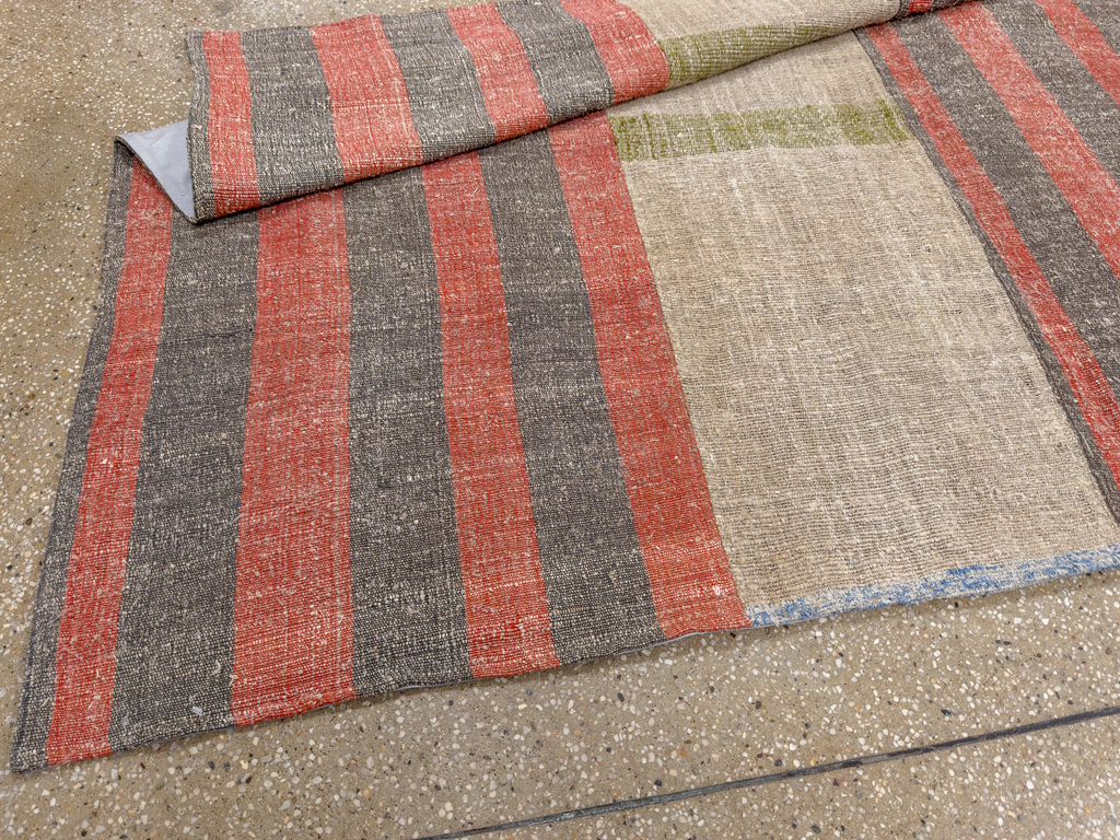 Vintage Turkish Flatweave Kilim Wide Gallery Runner, No.33652 - Galerie Shabab
